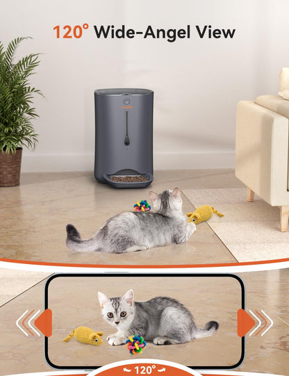 WOPET Automatic Dog Feeder with Camera, 7L Smart WiFi Cat Feeder Dog Food Dispenser, 6-Meal Pet Feeder HD Camera for Voice and Video Recording APP Control