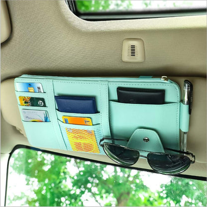 SEMBEM Car Sun Visor Organizer - Auto Interior Accessories with Pocket Organizers, Registration & Document Holder, Storage Pouch, Blue
