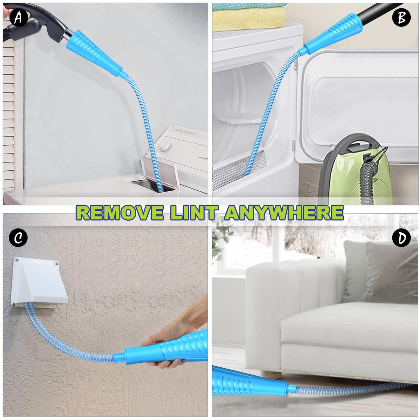 Sealegend Dryer Vent Cleaner Kit Dryer Lint Vac Attachment with Brush, Lint Remover, Dryer Vent Vacuum Hose Cleaning Tools, Blue