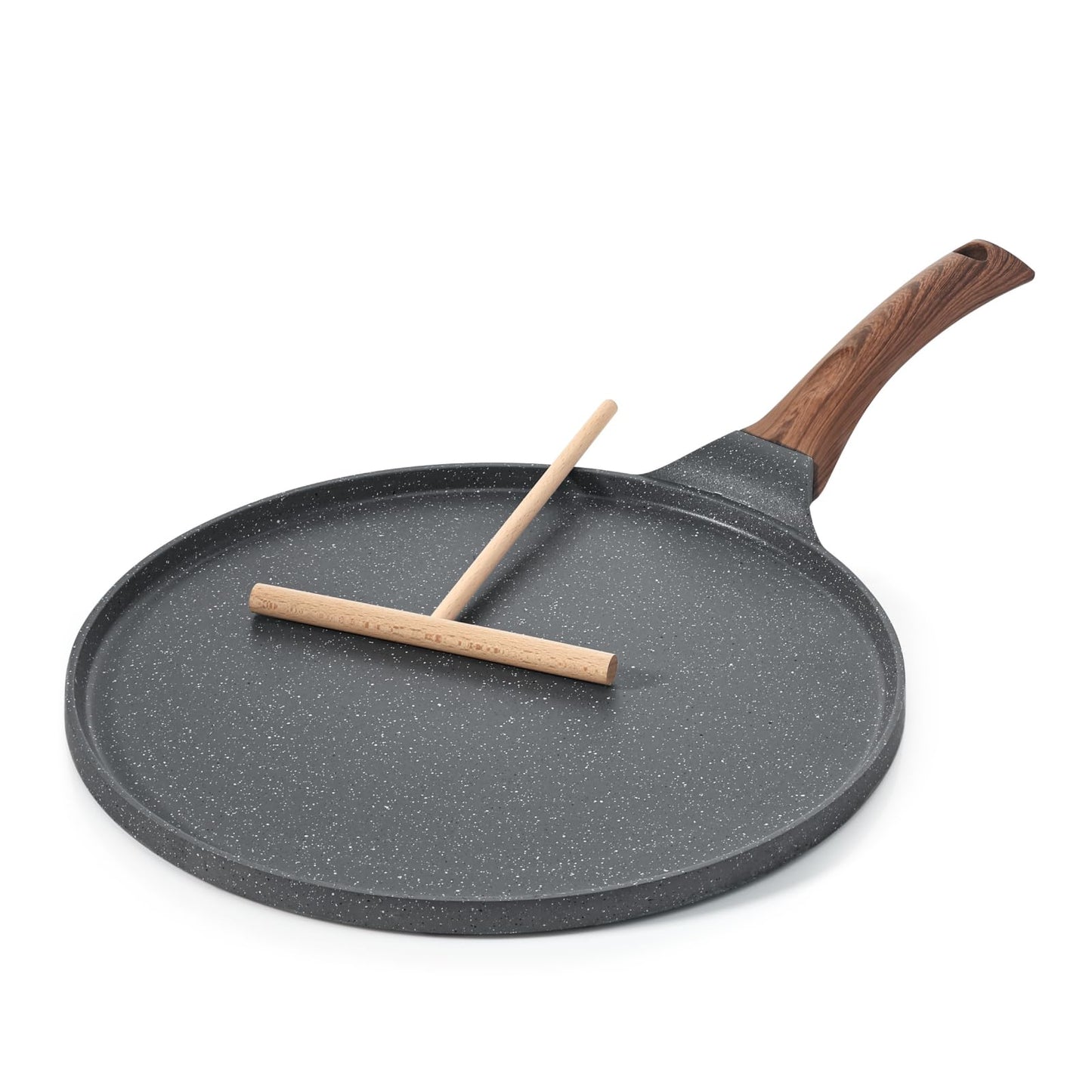 SENSARTE Nonstick Crepe Pan, Swiss Granite Coating Dosa Pan Pancake Flat Skillet Tawa Griddle 12-Inch with Stay-Cool Handle, Induction Compatible