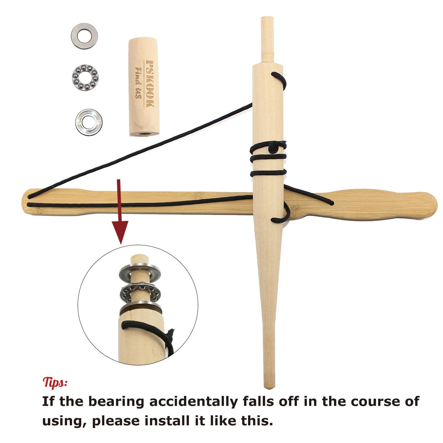 Bow Drill Fire Starter Kit, Pskook Survival Tool, Primitive Friction Fire Starting Kit, Bushcraft Gear, Camping Safety Equipment, Outdoor