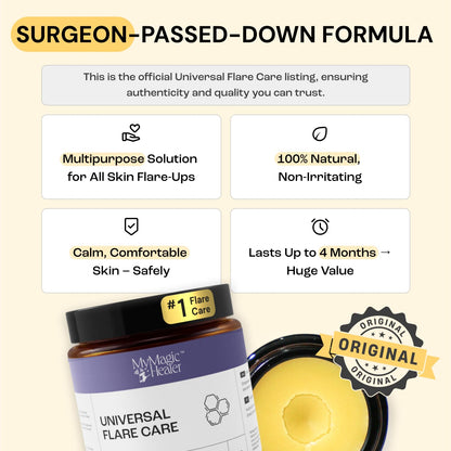 Universal Flare Care | Relief for 97% of Skin Issues | Cysts, Inflamed Skin, Hidradenitis Suppurativa, Abscesses, Impetigo | All Natural Flare Up Solution With Propolis & Egg Yolk Extract 4 oz