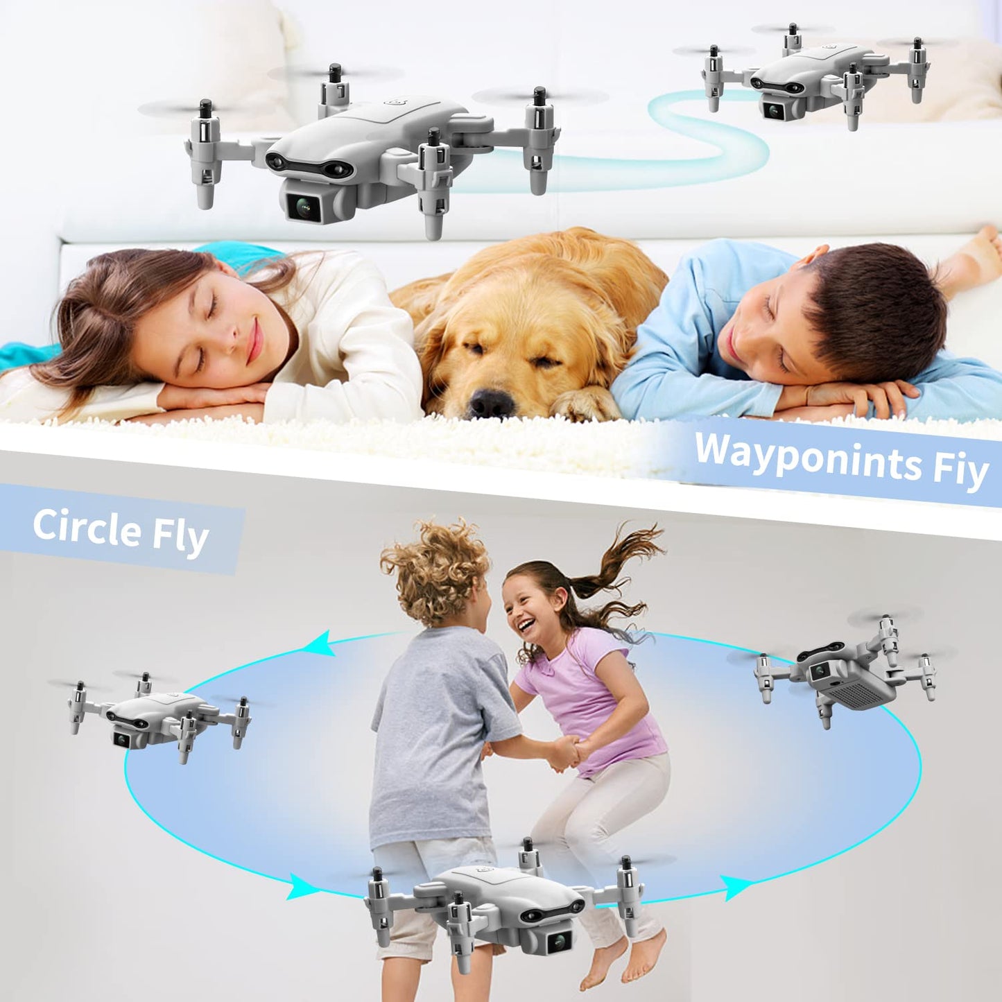 4DV9 Mini Drone with 1080P HD Camera for Kids FPV Live Video RC Quadcopter for Adults Beginners Toys Gifts,Altitude Hold, Waypoints Functions,One Key Start,3D Flips,3 Batteries,Gray