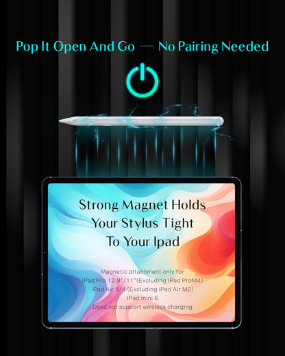 Yebos Stylus Pen for Apple iPad 2018-2025, Compatible with Pencil, 3X Battery Life, USB-C Fast Charging, Tilt & Palm Rejection, for iPad 6-11th, Pro 11/12.9/M4, Air 3/4/5/M2/M3, Mini 5/6/7 – White