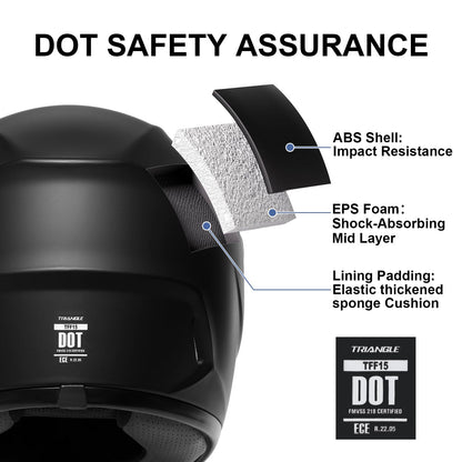 TRIANGLE Motorcycle Helmets Full Face Motorcycle Helmet for Men & Women with Tinted and Clear Visor Meet Dot Approved