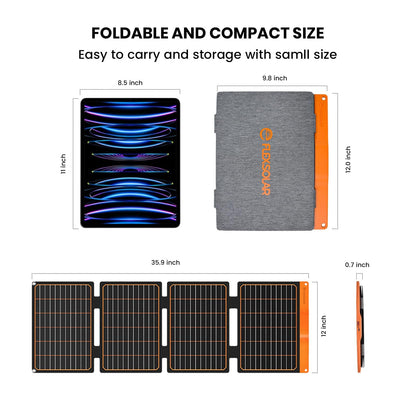 FlexSolar 40W Foldable Solar Panel Chargers 18W USB-A USB-C Portable Power Emergency ETFE Monocrystalline Small Panels IP67 Waterproof Camping Hiking Backpacking for Phones Power Banks Tablets