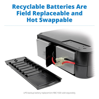 Tripp Lite SMART1500LCD 1500VA Rack Mount UPS Battery Backup, 900W, 8 Outlets, PWM Sine Wave, Short Depth 2U Rackmount UPS, AVR, LCD Screen