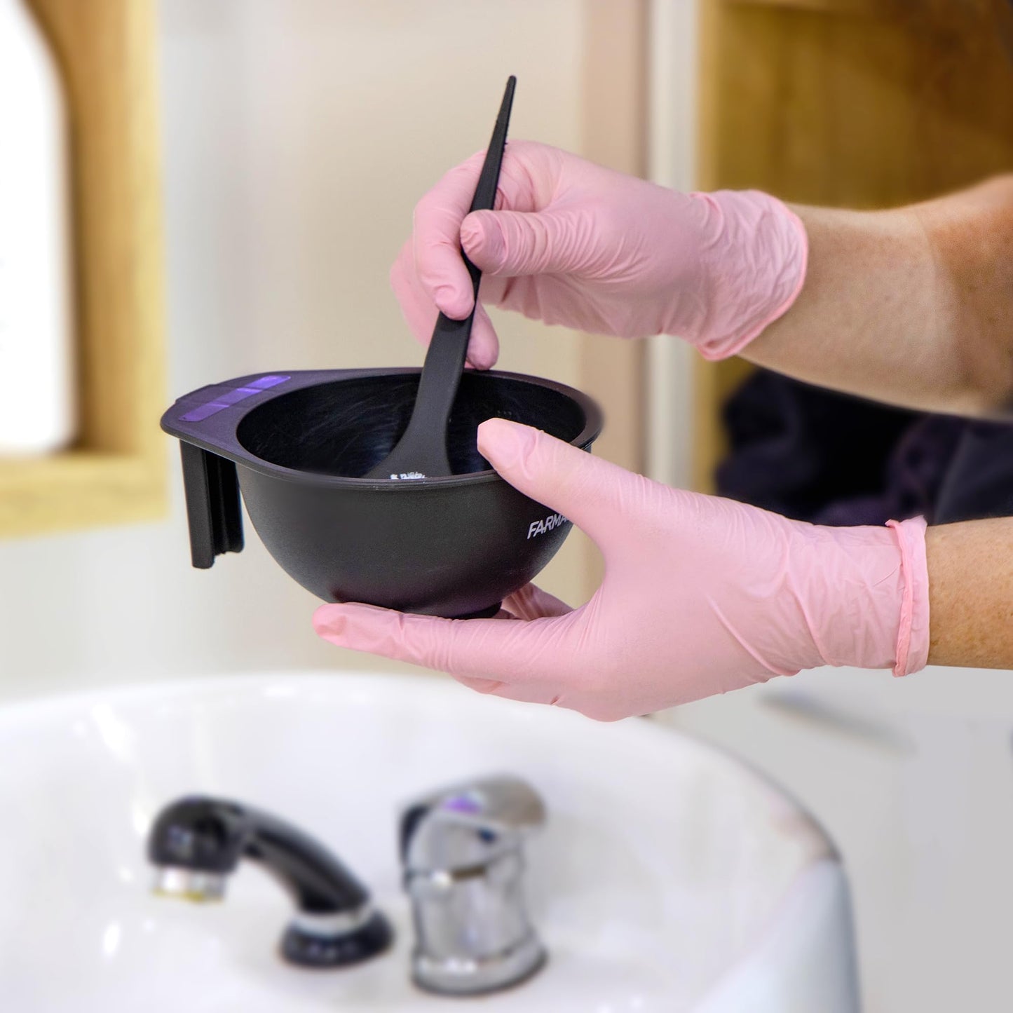 Comfy Package [100 Count] Pink Nitrile Disposable Gloves - | Latex Free and Rubber Free | Non-Sterile Powder Free Gloves - Large