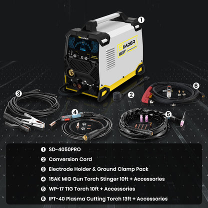 SSIMDER MIG Welder 200A Plasma Cutter Welder Combo 10 in 1 multiprocess welder Pulse MIG/Gas MIG/Flux Core/HF TIG/Stick/Cut Aluminum Welder Welding Machine for Home DIY Outdoor