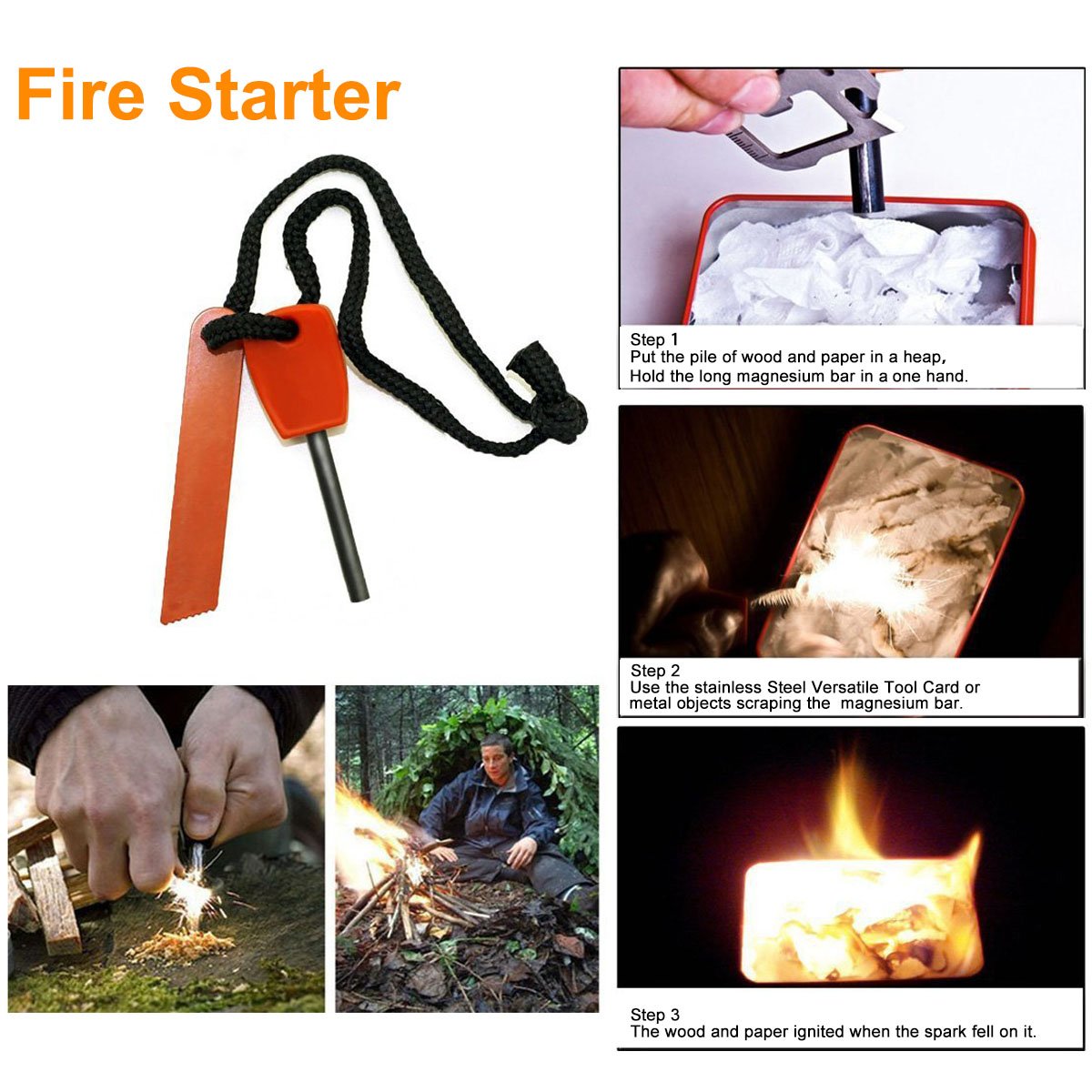 EMDMAK Survival Kit Outdoor Emergency Gear Kit for Camping Hiking Travelling or Adventures (Black)