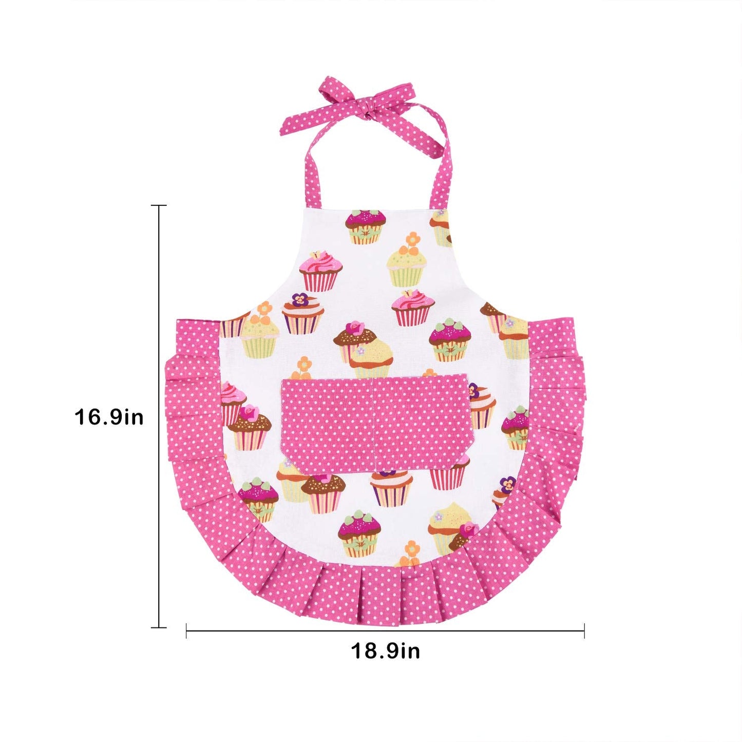 Cupcake Kids Apron, Pink Baking Bib Apron for 2-6 Years Child, Adjustable Kitchen Apron for Little Girls, Cooking, Daughters, Gardening, Toddler Gift