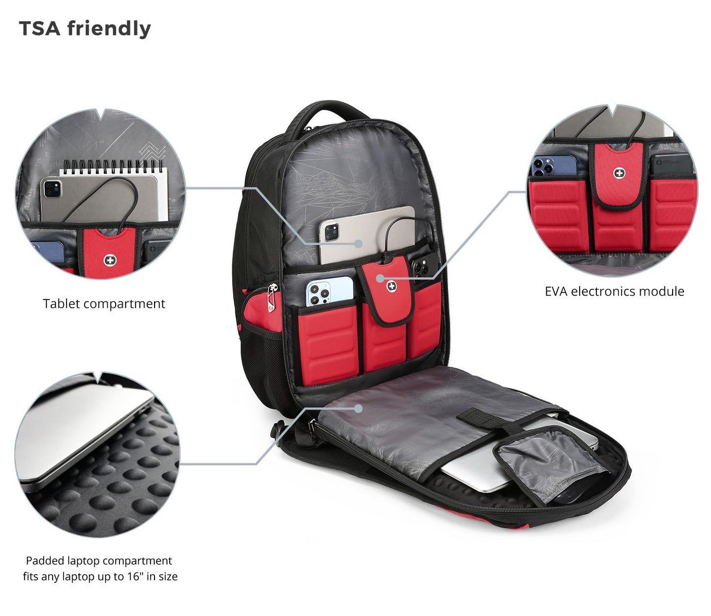 Swissdigital Design Men's Laptop Backpack for College and Business Travel with Integrated USB Charging Port and RFID Protection Fits 15.6" Laptops | J14-41