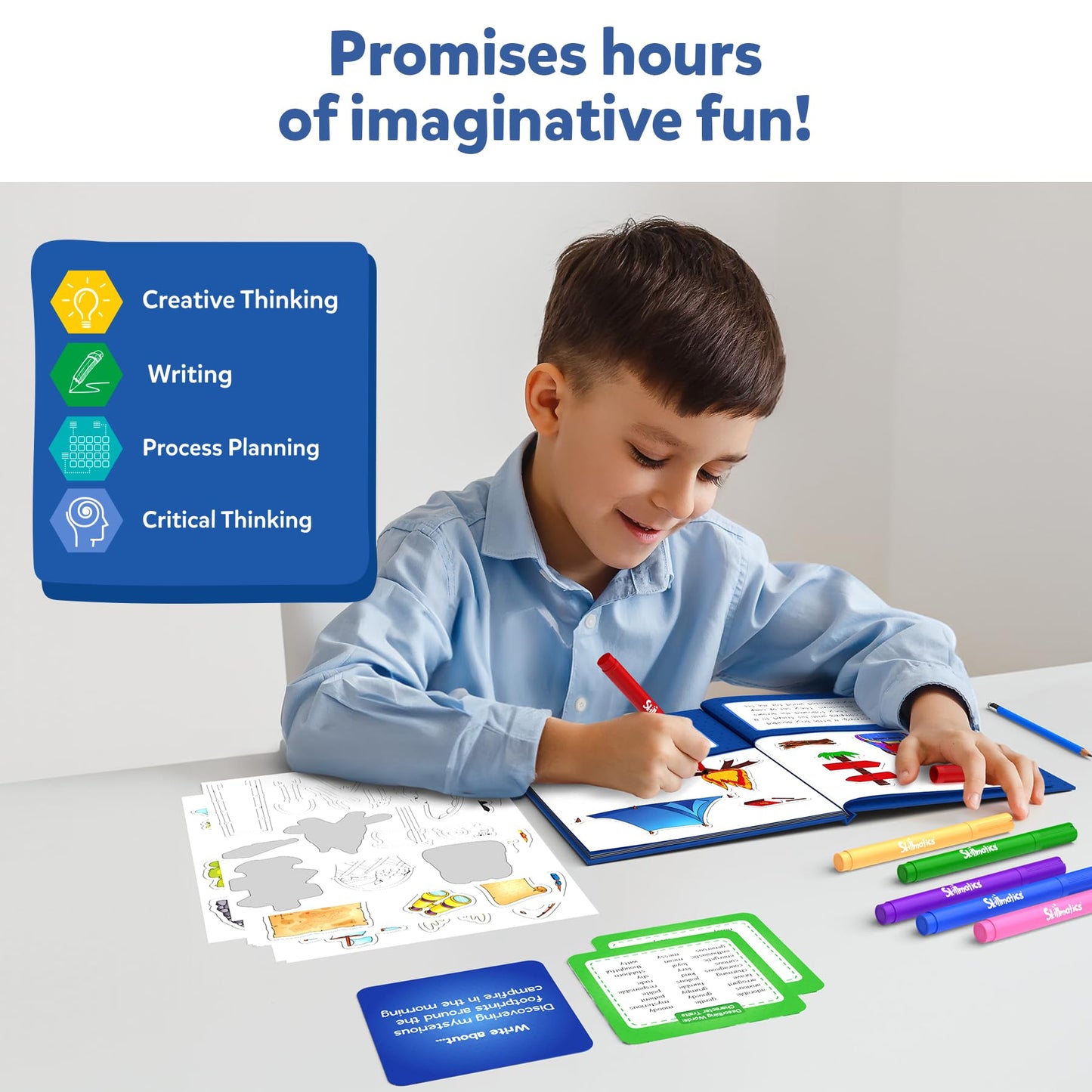 Skillmatics Storybook Art Kit - Create Adventure Stories, DIY Craft & Writing Kit with 300+ Stickers, Scrapbooking & Journal Activity, Gifts for Kids Ages 5, 6, 7, 8, 9, 10