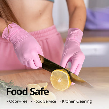 SwiftGrip Pink Nitrile Gloves, 3-mil, Industrial Gloves Disposable Latex Free, for Cleaning & Esthetician, Rubber Powder-Free, 100-ct Box (Medium) Medium (Pack of 100)