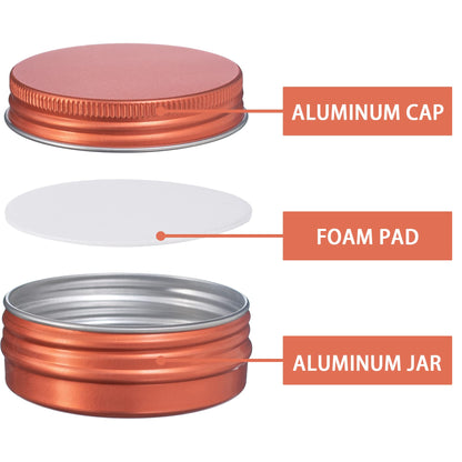 1 oz / 30ml Screw Top Aluminum Tin Jar with Screw Lid and Blank Labels (Orange - Pack of 32)
