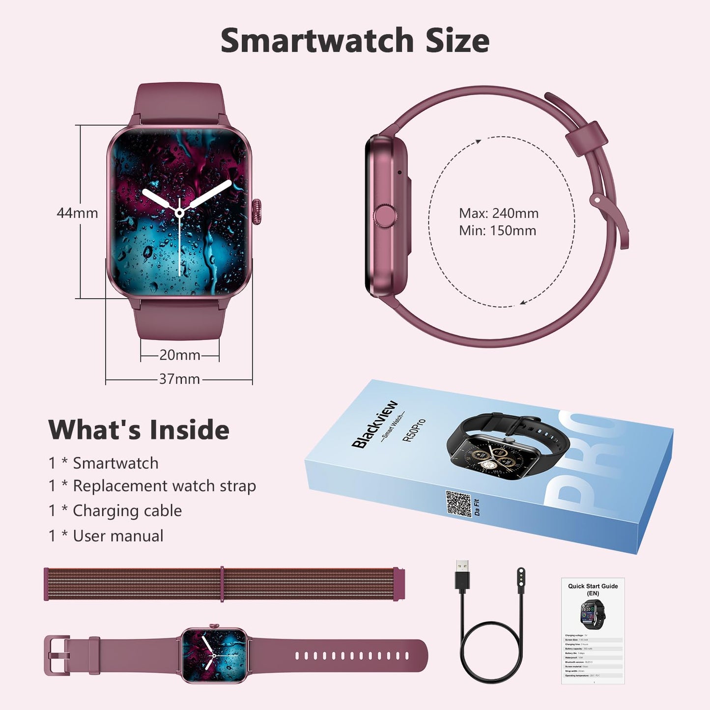 Blackview 2025 Fitness Tracker (Answer/Make Calls), Smart Watch for Men and Women with Heart Rate/SpO2/Sleep Monitor/2 Straps, 100+ Sports Modes, IP68 Waterproof Activity Tracker for Android/iPhone