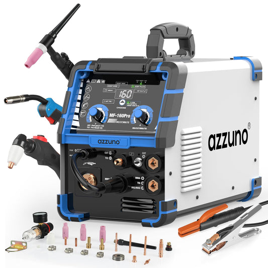 AZZUNO 5 in 1 160A Welder Machine, Plasma Cutter Welder Combo with HF TIG/Gas MIG/Flux MIG/Stick Welding, 110/220V Dual Voltage Multiprocess Welding Machine