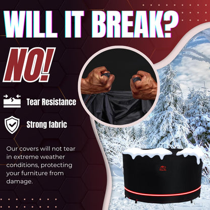 Turtle Life Patio Furniture Sets Cover, Heavry Duty Round Outdoor Dinning Table and Chairs Cover, Anti-Fading Cover for Outdoor Furniture Set, Black, Dia 110" x 32" H