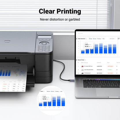 UGREEN USB B to USB C Printer Cable 3 FT, Nylon USB B to USBC Cable for MacBook Pro/Air, MIDI Cable Compatible with MIDI Keyboard/DJ Controller/DAC/Yamaha Casio Digital Piano for iPad