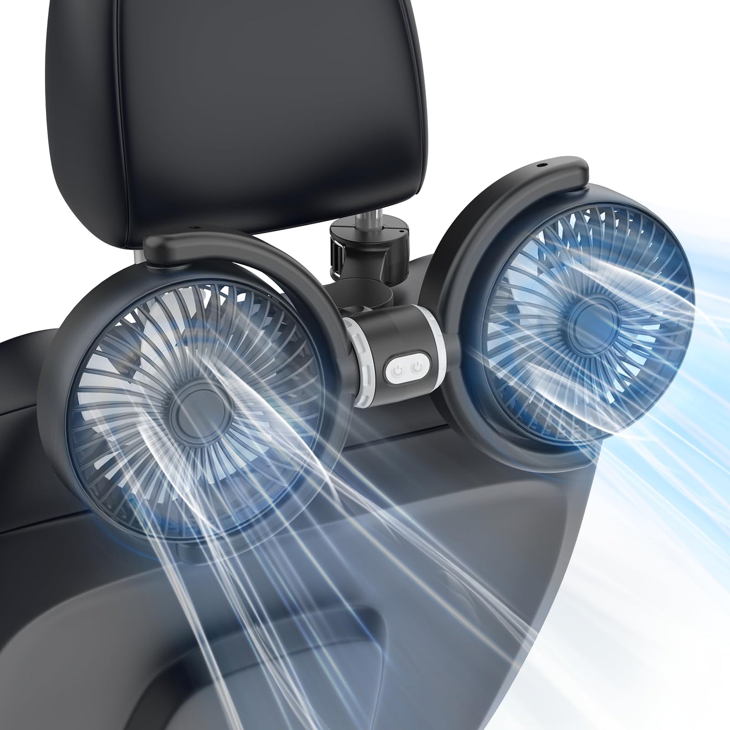 Car Fan USB Powered for Baby: Dual Car Cooling Fans for Backseat 3 Speed Separate Controlled Quiet Brushless Motor 360° Rotatable 5V 2A Rear Seat Air Circulation for Vehicle Van Truck SUV RV(USB Plug)