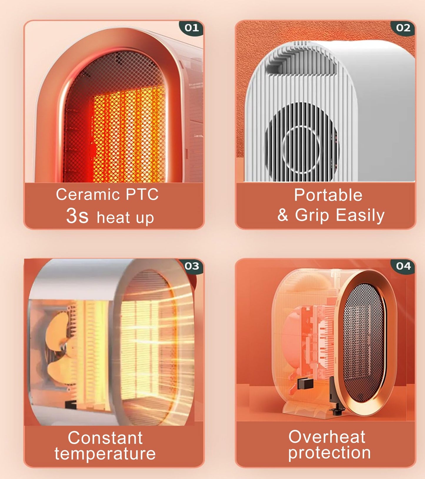 electric space heaters for indoor use: plug in portable small room heater with fan for bedroom bathroom camping | 1000 watt mini heater for office under desk table quiet 300 sq ft air heat