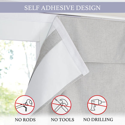 RYB HOME Kitchen Door Curtains 69 inch Length, 100% Blackout Natural Linen Blended Skylight/Patio/Glass/French Door Window Decor Privacy Shades, W26 x L69 inch, Concrete Grey, 1 Panel