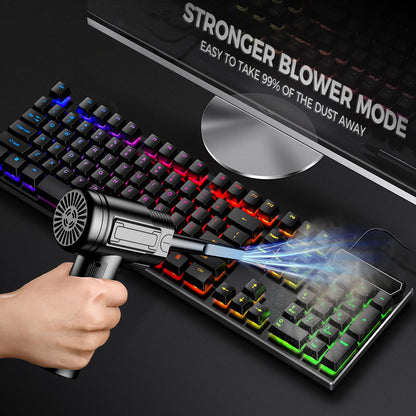 Compressed Air Duster: 100000RPM Electric Air Duster with LED Light Mini Air Blower Rechargeable Cordless Keyboard Cleaning Jet Dry Blower - Car, PC and Home Cleaning Kit Replaces Compressed Air Can