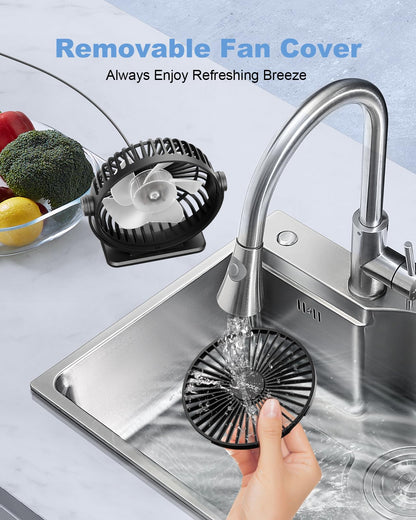 TriPole Desk Fan 2 Pack Black USB Powered Small Portable Fan, 3 Speeds Adjustable Strong Breeze Mini Personal Fan, 360° Rotation Quiet Plug In USB Fan for Desktop Bedroom Office Table Travel, 4.5in