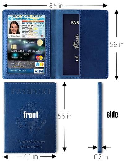 Sizobi Passport Holder for Travel Men, RFID Blocking Passport Covers Case Wallet Card Slot, International Travel Must Haves Travel Accessories for Women, Cruise Ship Essentials Travel Gifts, Navy Blue