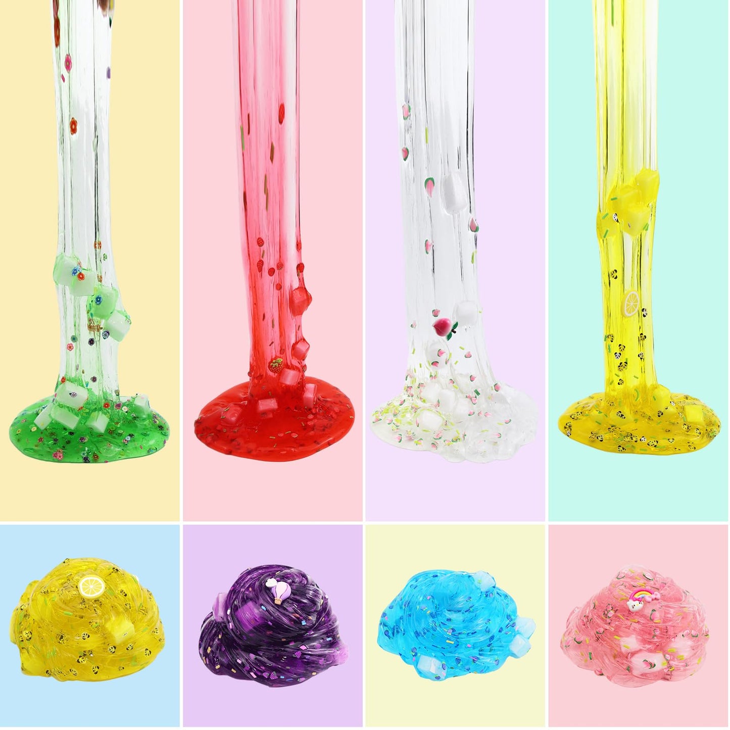 UIVIEHIR Jelly Cube Clear Slime Kit 8 Pack for Kids, Crunchy Slime, Stress Relief Toy, Party Favors for Girl Boys 6 7 8 9 10 11 12