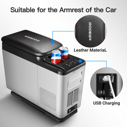 BODEGA 12 Volt Refrigerator, 16 Quart (15L) Car Fridge, Portable Refrigerator (-4℉-68℉), 12/24V DC for Outdoor, Vehicles, Camping, Travel