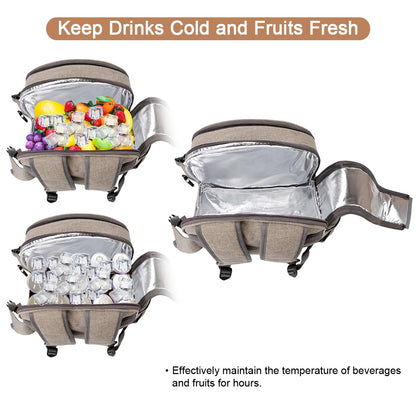 Sunflora Picnic Backpack for 4 Person with Blanket Picnic Basket Set for 2 with Insulated Cooler Wine Pouch for Family Couples (Brush Beige)