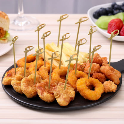200 PCS Cocktail Picks, 4.7 Inch Toothpicks for Appetizers, Natural Bamboo Knot Skewers, Mini Food Sticks, Fancy Tooth Picks for Drinks,Fruit,Charcuterie,Cocktail Garnish Accessories, Party Supplies