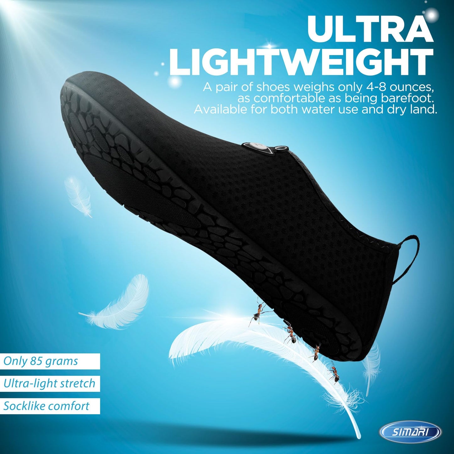 SIMARI Water Shoes for Women Men Swim Aqua Socks Beach Pool Essentials Barefoot Surf River Boat Kayak Sea Yoga Sand Exercise Sport Accessories Breathable Quick-Dry Adult Youth Kid Size SWS001