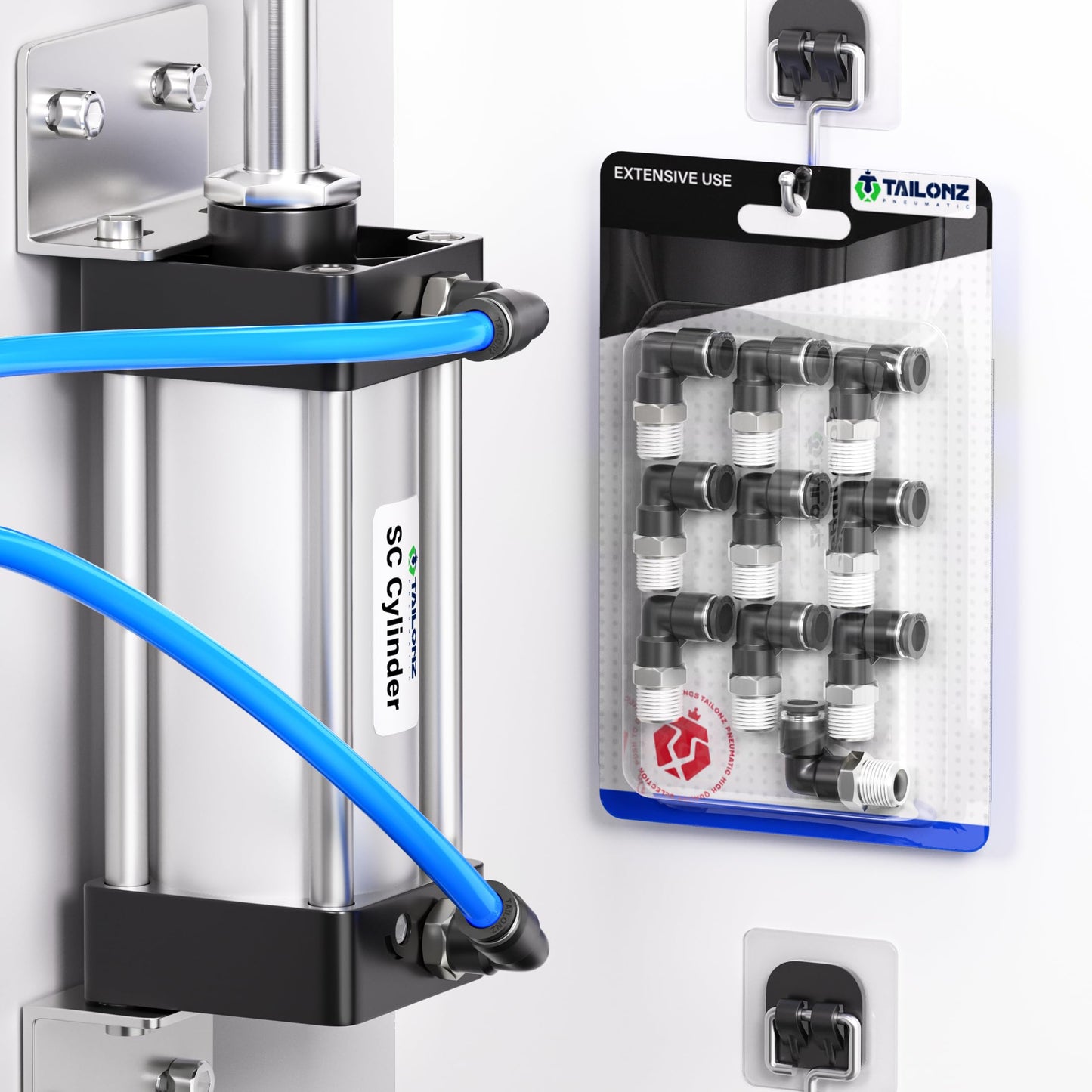 TAILONZ PNEUMATIC Male Elbow 1/4 Inch Tube OD x 1/8 Inch NPT Thread 90 Push to Connect Fittings PL-1/4-N1 (Pack of 10)