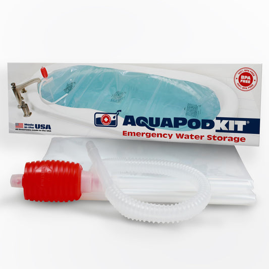AquaPodKit Made in USA - Emergency Bathtub Water Storage Bladder 65-100 Gallon Capacity - BPA Free- Food Grade Materials - Hurricane Disaster Preparedness Supply - Family Survival Supply (Box)