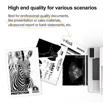 v4ink 4PK Compatible TN760 Toner Replacement for Brother TN760 TN-760 TN730 TN770 Toner Cartridge for Brother HL-L2350DW HL-L2390DW HL-L2395DW HL-L2370DW MFC-L2710DW MFC-L2750DW DCP-L2550DW Printer