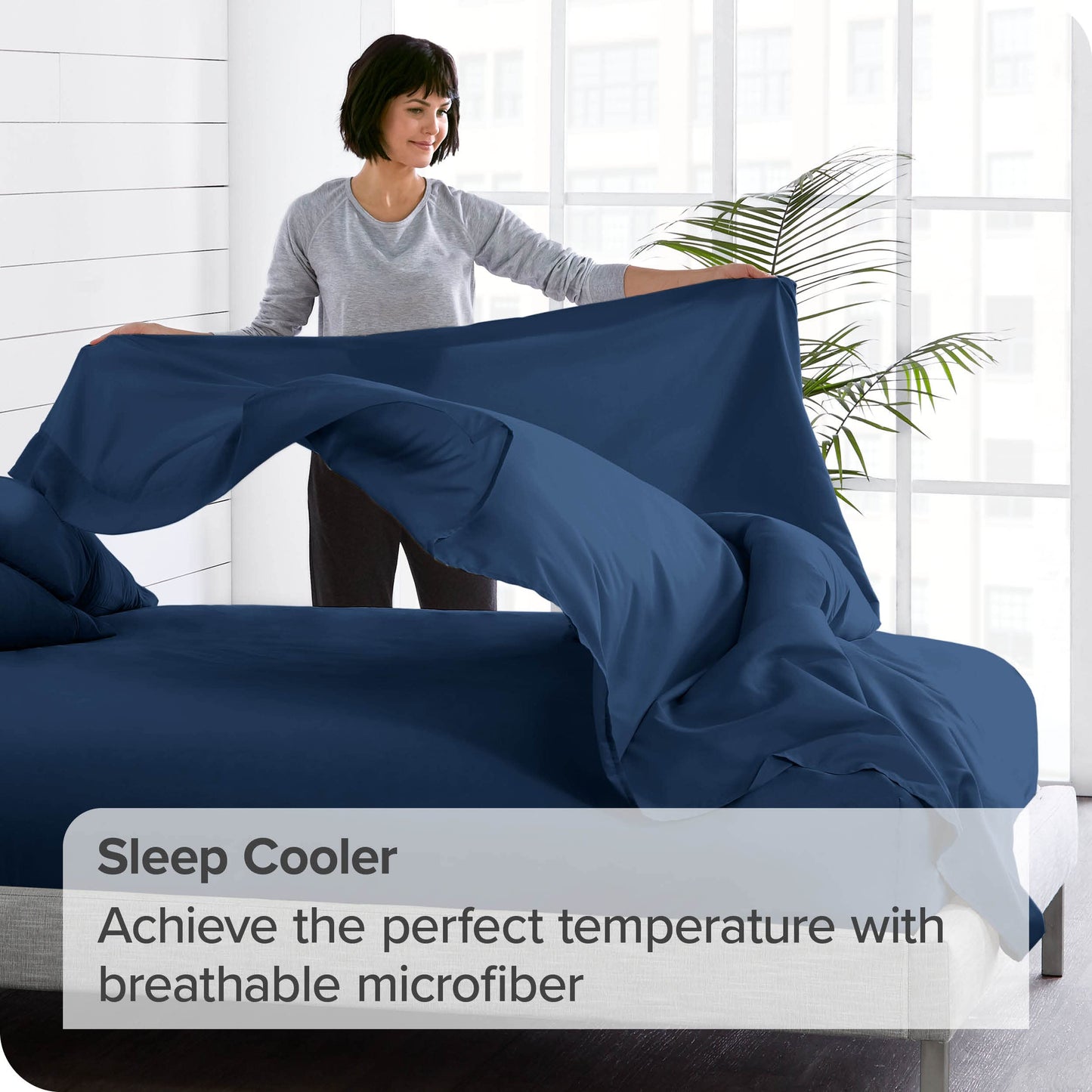 Bare Home Extra Long Flat Sheet - Premium 1800 Ultra-Soft - Hotel Luxury - Double Brushed - Easy Care - 1 Extra Long Flat Sheet Only (Twin/Twin XL, Dark Blue)