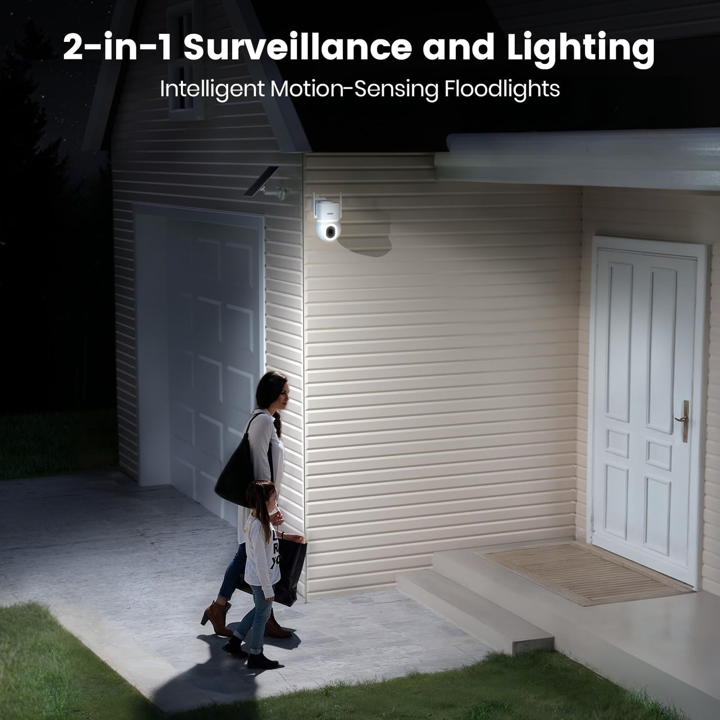 AOSU Solar Security Cameras Wireless Outdoor - 3K 5MP Home Security Camera, 360° Panoramic View, 400-Lumen Floodlight Camera, Color Night Vision, WiFi Cameras, Auto Tracking, AI Human Detection,2 Pack