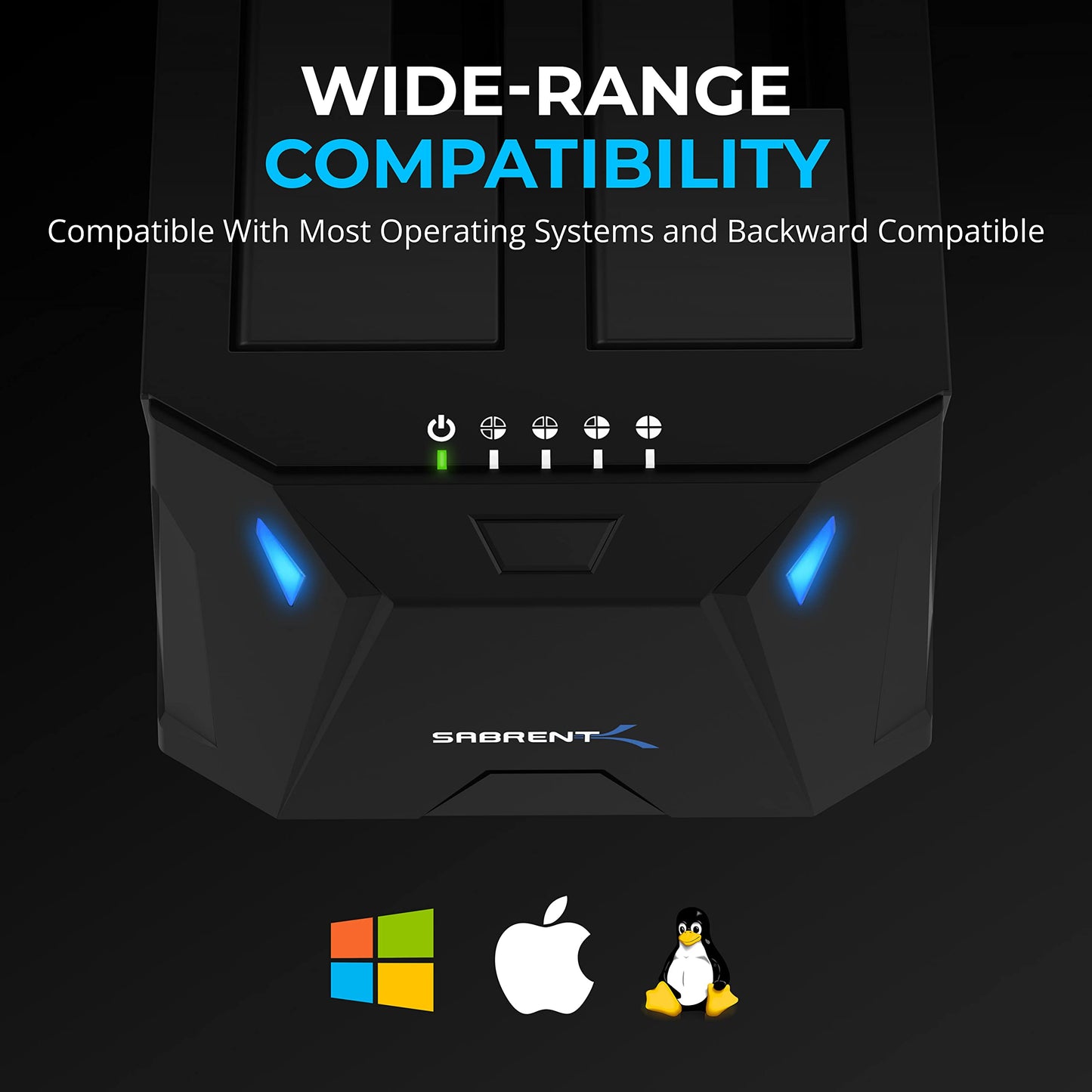 SABRENT USB 3.0 to SATA I/II/III Dual Bay External Hard Drive Docking Station for 2.5 or 3.5in HDD, SSD with Hard Drive Duplicator/Cloner Function [20+TB Support] (EC-HD2B)