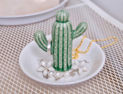 PUDDING CABIN Cactus Ring Holder Dish, Decorative Cactus Decor, Birthday & Christmas Gifts for Women & Girls