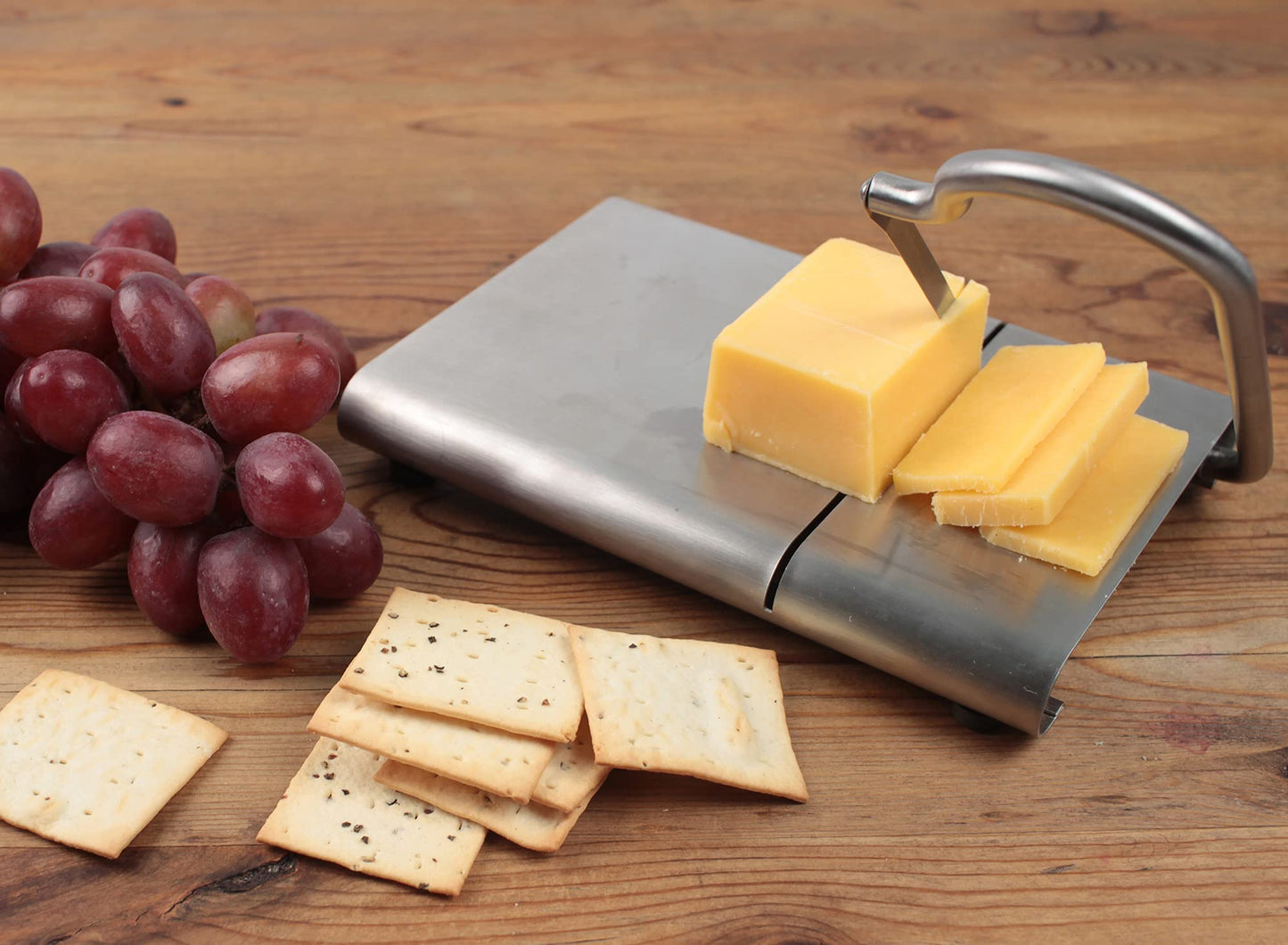 RSVP International Endurance Collection Cheese Slicer, Guillotine Style Sleek Modern Design, Stainless Steel Blade, Non-Skid Feet, Dishwasher Safe, 7x5.25" Base, 4" Blade