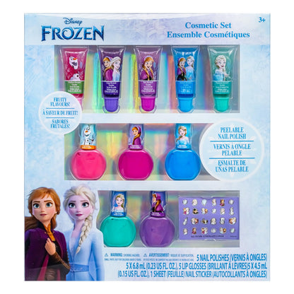 Disney Frozen 2 - Townley Girl Super Sparkly Cosmetic Makeup Set for Girls with Lip Gloss Nail Polish Nail Stickers - 11 Pcs|Perfect for Parties Sleepovers Makeovers| Birthday Gift for Girls 3 Yrs+