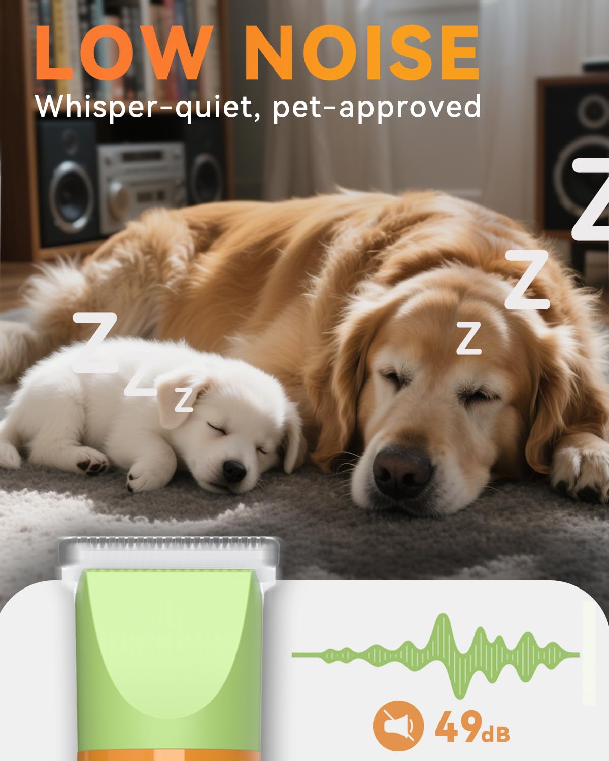 unibono Dog Grooming Kit with Paw Trimmer, All-in-One Low Noise Electric Rechargeable Small Quiet Pet Clippers Foot Dog Hair Shaver with Stainless Steel Scissors and Comb for Dogs at Home (Green)