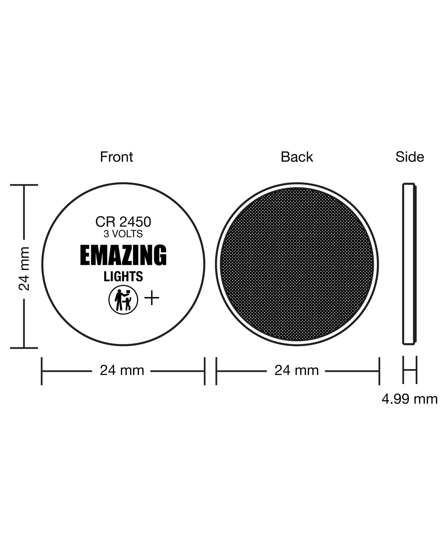 EmazingLights 60 Pack CR2450 Battery 3V Lithium Coin Cell Batteries Long Lasting Multipack for Keyless Remote FOB, Candles
