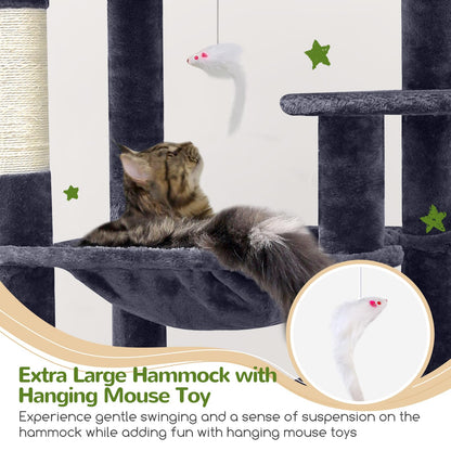 Globlazer Heavy Duty Cat Tree, 70 inch Sturdy Cat Tree for Indoor Cats Extra Large Cat Tower with Scratching Post, Hammock, Cat Condo for Adult Cats Kittens, F70 Pro, Dark Grey