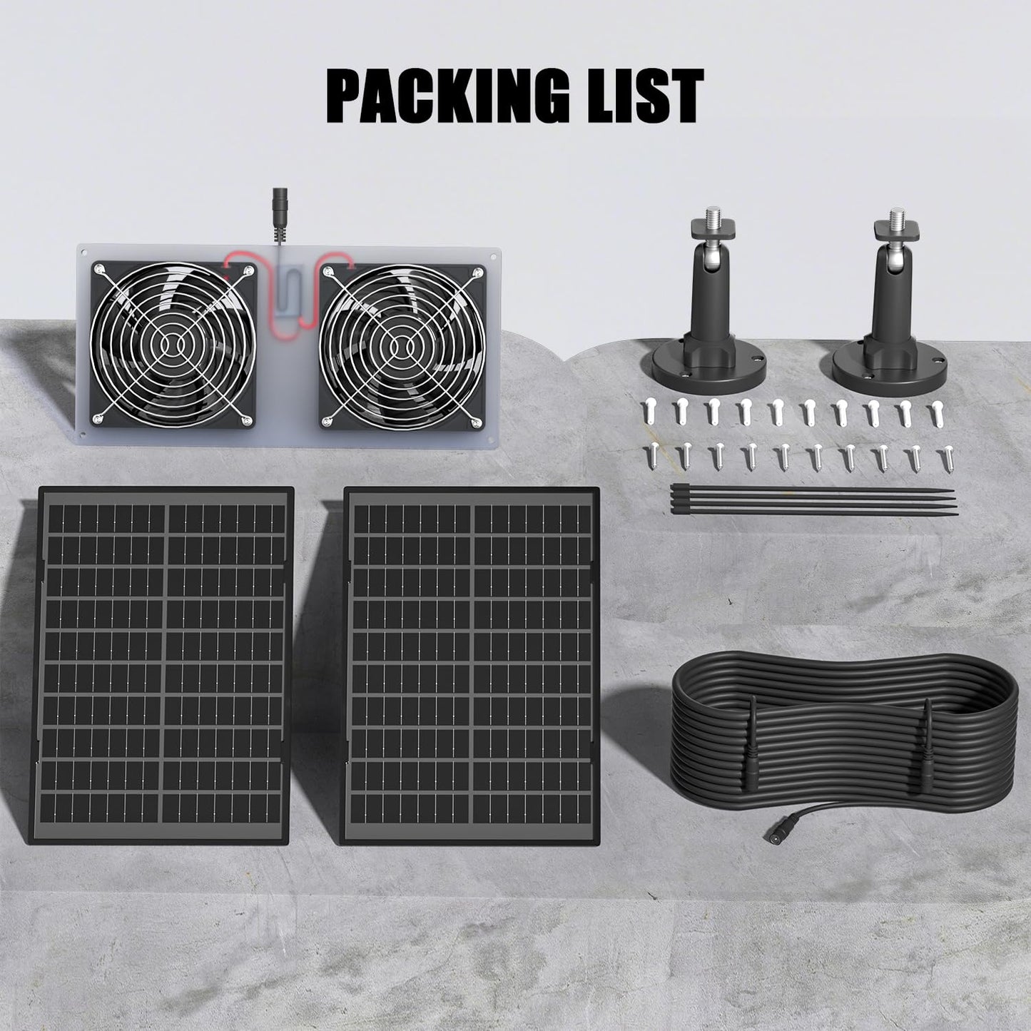 20W Solar Powered Fan Kit, IPX7 Weatherproof Dual Fan, Solar Exhaust Intake Cooling Ventilation for Chicken Coop,Greenhouse,Shed,Pet House,Outside with 11Ft/3.5m On/Off Switch Cable