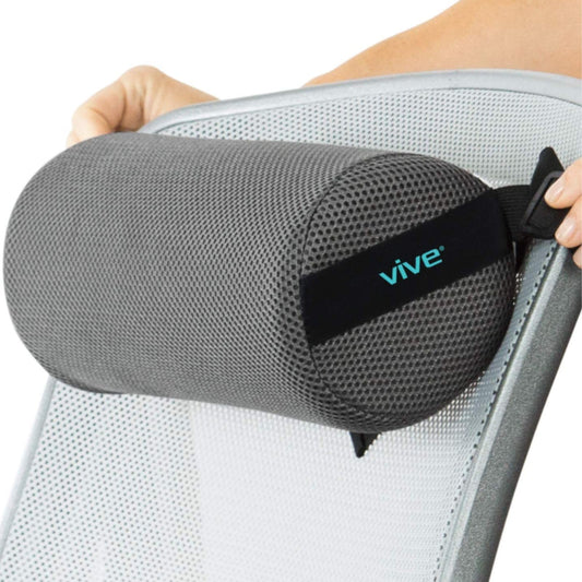 Vive Lumbar Roll Pillow for Lower Back Pain - Low Back Support Cushion for Office Chair, Car, Driving, Desk Computer - Ergonomic Portable Cervical Bolster for Thoracic Low Rest Posture Corrector