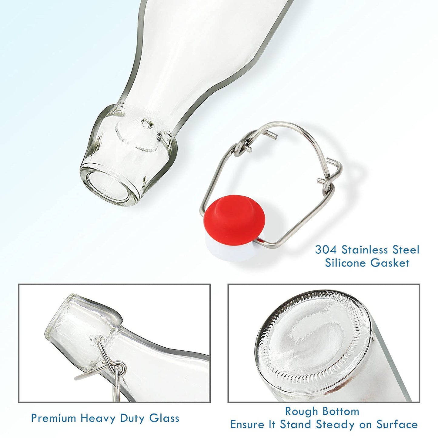 YEBODA 8oz Swing Top Bottles - Glass Beer Bottle with Airtight Rubber Seal Flip Caps for Home Brewing Kombucha, Beverages, Oil, Vinegar, Water, Soda, Kefir (9 Pack)