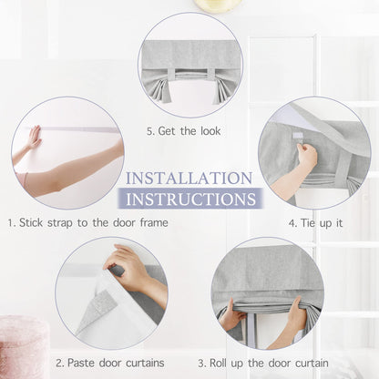 RYB HOME Kitchen Door Curtains 69 inch Length, 100% Blackout Natural Linen Blended Skylight/Patio/Glass/French Door Window Decor Privacy Shades, W26 x L69 inch, Concrete Grey, 1 Panel